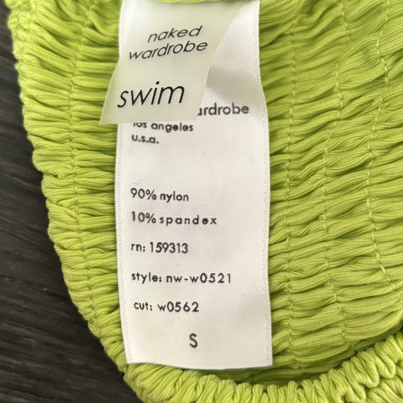 Naked Wardrobe Lime One Shoulder Cutout One Piece Bathing Suit Swimsuit Size S - Picture 5 of 8